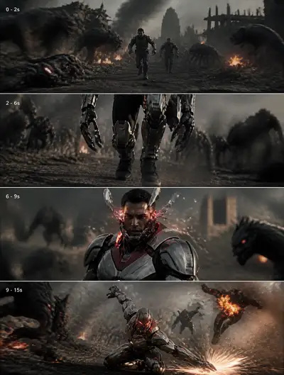 Post-apocalyptic armored hero battle scene illustration
