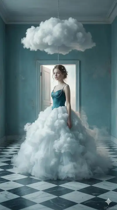 Surreal Cloud Gown Portrait