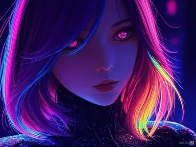 Anime Girl Neon Cyberpunk Portrait