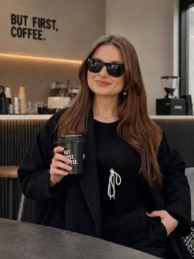 Confident Woman in Luxury Cafe Lifestyle Photo