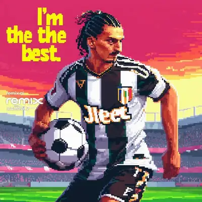 Pixel Art Soccer Player with Stadium Background