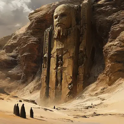 Stone Monument Desert Scene