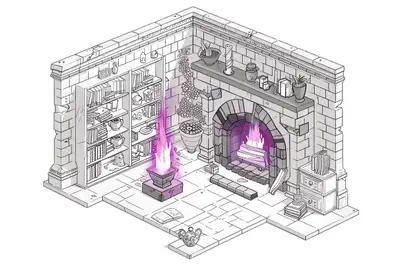 3D Isometric Black and White Room Prompt
