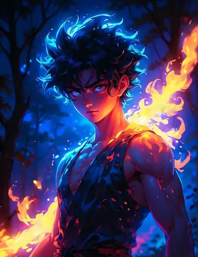 Elemental Warrior with Luminous Blue Light