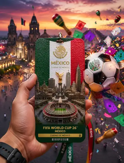 Mexico World Cup Fan Pass Poster With Mexico City Diorama