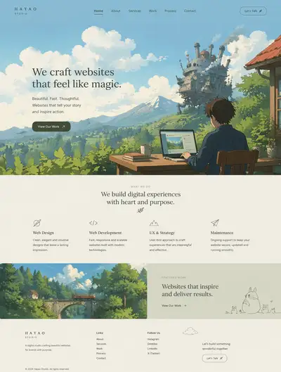 Studio Ghibli Inspired Software Studio Website Design