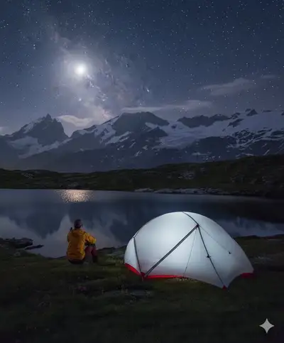 Glowing Tent Under Milky Way
