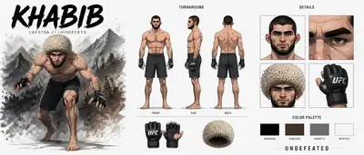 Cinematic MMA Fighter Character Bible Sheet