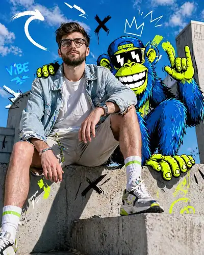 Fashion Editorial with Cartoon Animal