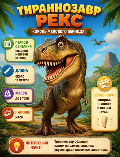 Kid-Friendly Tyrannosaurus Rex Educational Infographic