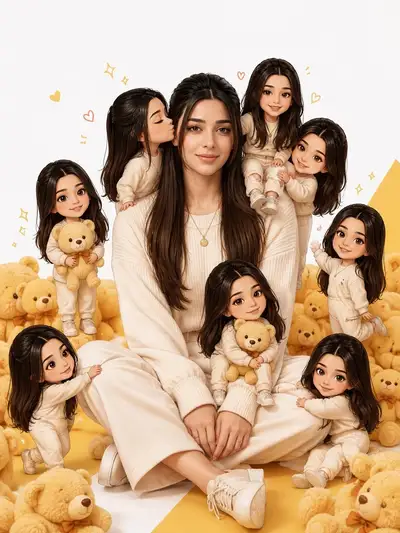 Photo to Realistic + Chibi Mini-Me Scene