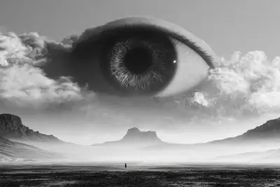 Black and White Surreal Landscape Prompt