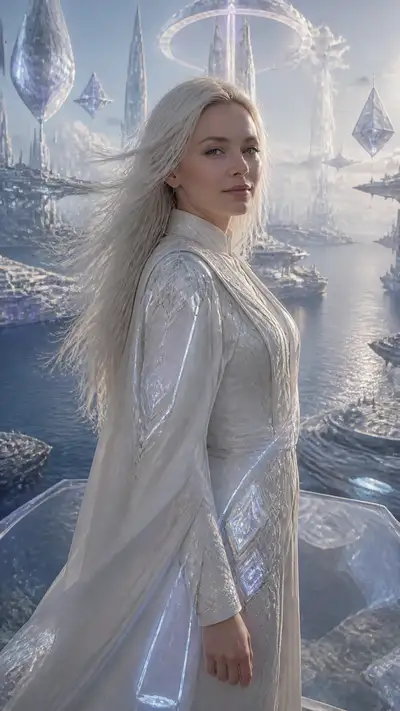 Identity-preserving sci-fi portrait in a futuristic ocean city