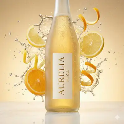 Foto comercial de luxo com respingo de garrafa de tônica cítrica