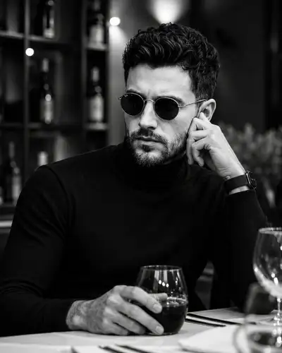 Cinematic bar portrait with identity reference