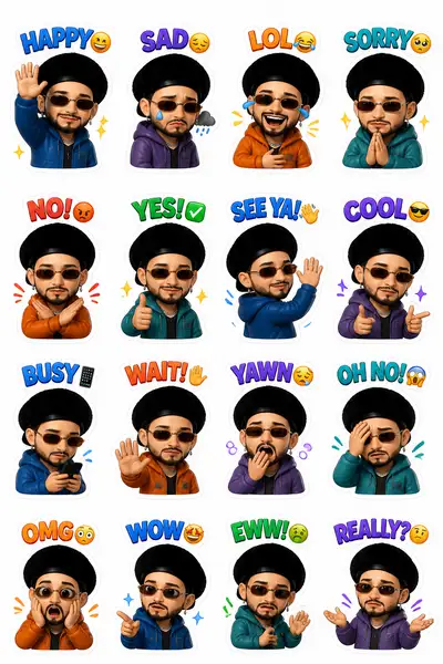 16-Pose Chibi Sticker Pack from Uploaded Photo