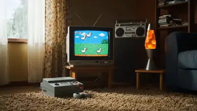 90s Duck Hunter Video Game Setup