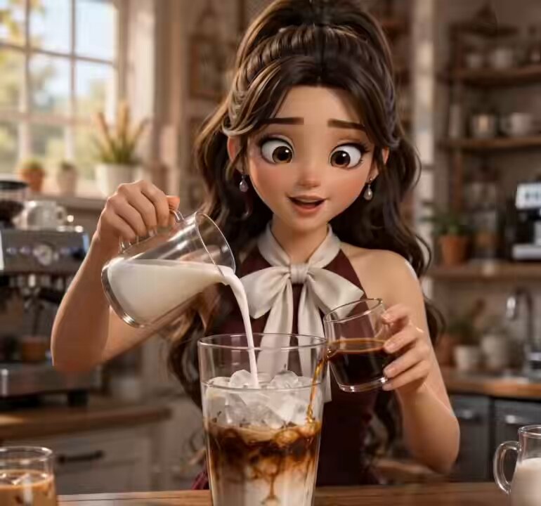 Caramel iced coffee ASMR pour and cozy morning enjoyment video