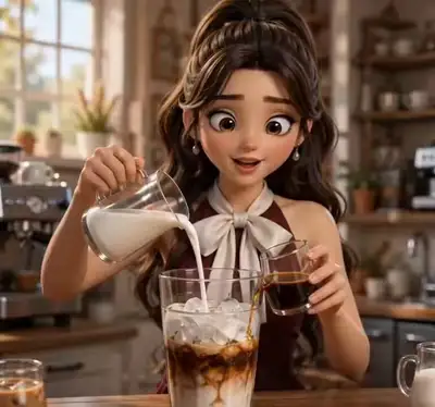 Caramel iced coffee ASMR pour and cozy morning enjoyment video