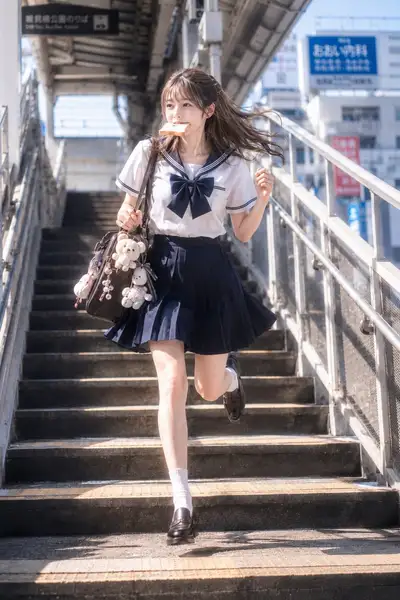Sailor Style Morning Rush Down the Stairs Portrait