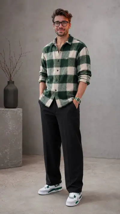 Fashion Editorial Portrait with Plaid Flannel