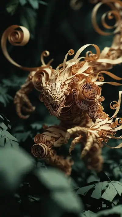 Paper Curl Beast - Dark Fantasy Creature