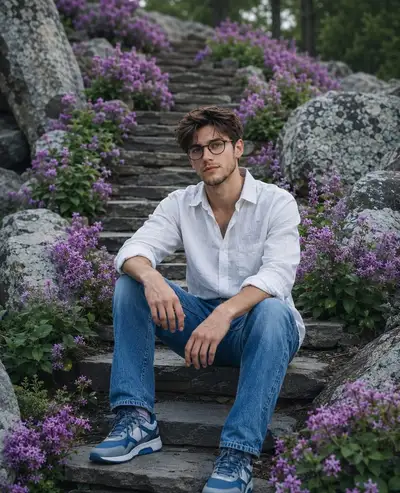 Ultra-realistic Cinematic Portrait in a Mountain Garden