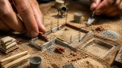 Miniature Farmhouse Construction Timelapse Video Prompt