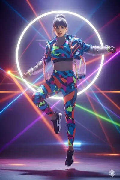 ダイナミックな照明によるハイファッション・アスレチック写真
