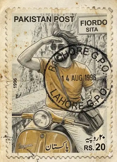 Vintage 1996 Pakistani Postage Stamp Style Transfer