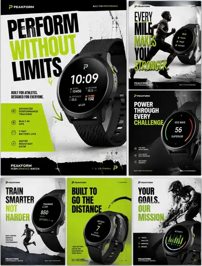 Sports tech brand poster collage concept (Chinese)