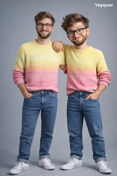 Hyper-Realistic Photo with Pixar-Style Twin