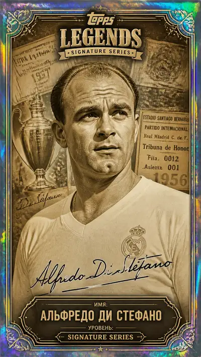 Vintage 1950s style Topps Legends trading card portrait
