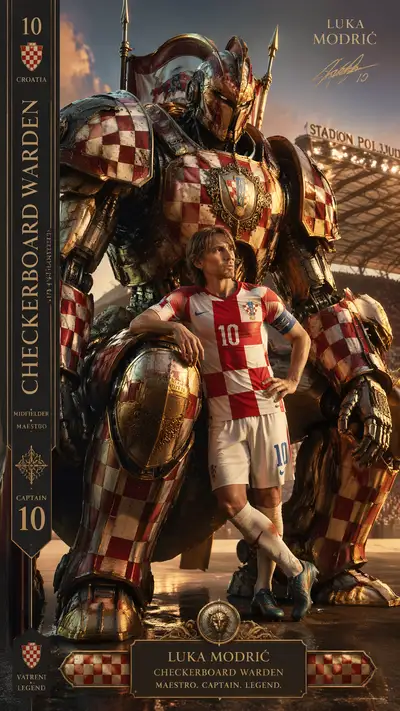 Croatia World Cup mech poster: Checkerboard Warden with Modric