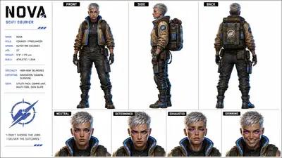 Sci-Fi Courier NOVA Character Reference Sheet