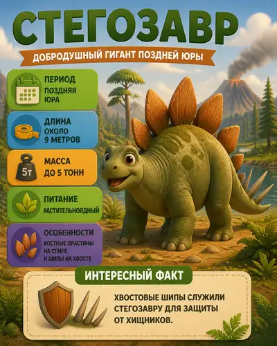 Kid-Friendly Stegosaurus Educational Infographic