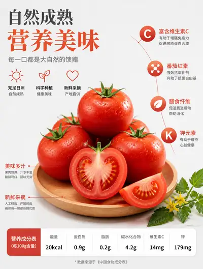 Chinese tomato nutrition infographic poster