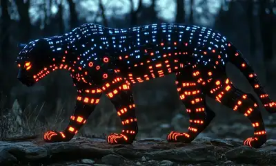 Bioluminescent Leopard Side-Tracking Shot