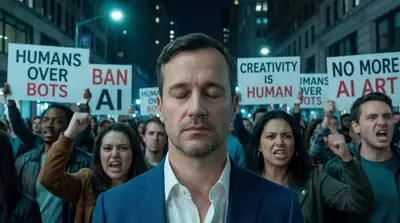 Anti-AI Protest Background Replacement
