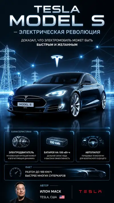 Futuristic minimalist poster of the Tesla Model S
