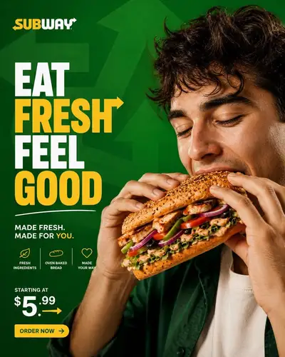 Premium Subway Instagram Carousel Slide - First Bite