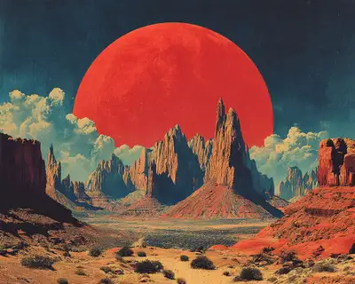 Surreal Desert Sunrise Cinematic Scene