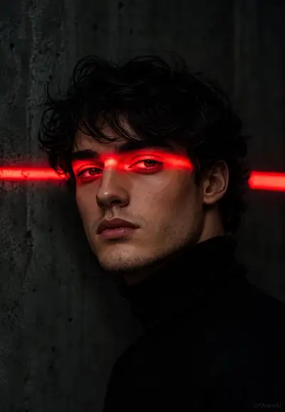 Cinematic Noir Portrait with Red Neon Light