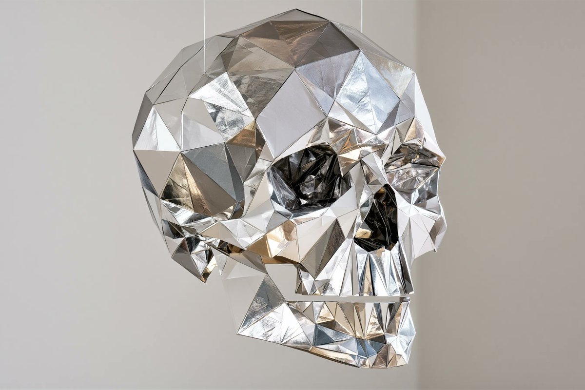 Metallic origami sculpture (templated)