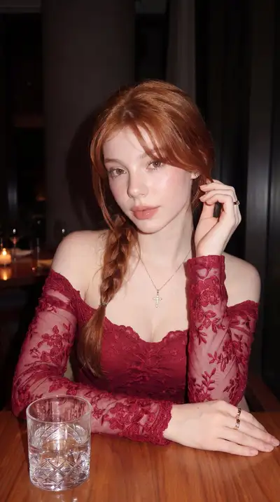 Candlelit lace dinner editorial portrait JSON prompt