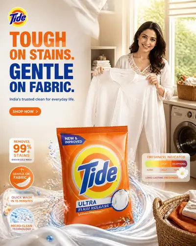 Tide detergent FMCG advertising poster template