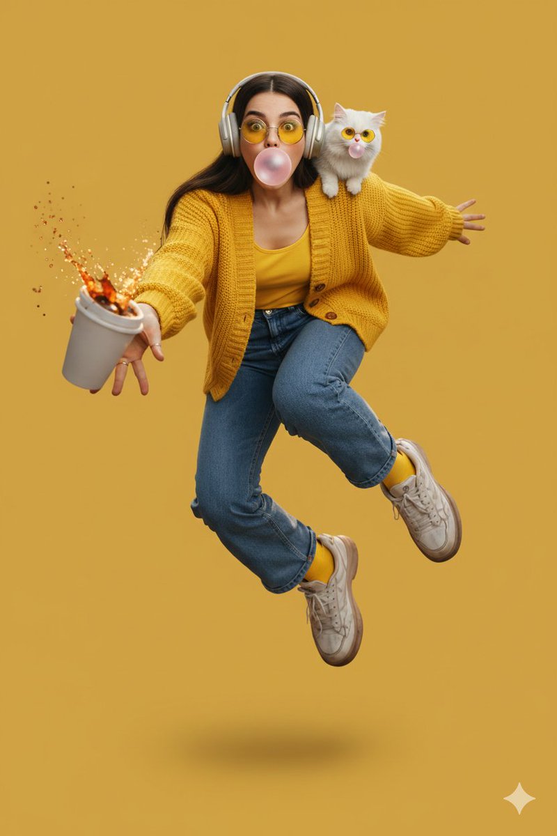 Surreal Studio Portrait with Dynamic Motion Elements