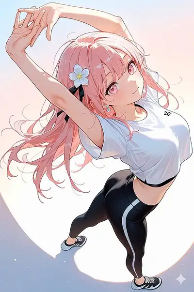 Morning stretch photo with corrected hand pose using Nano Banana