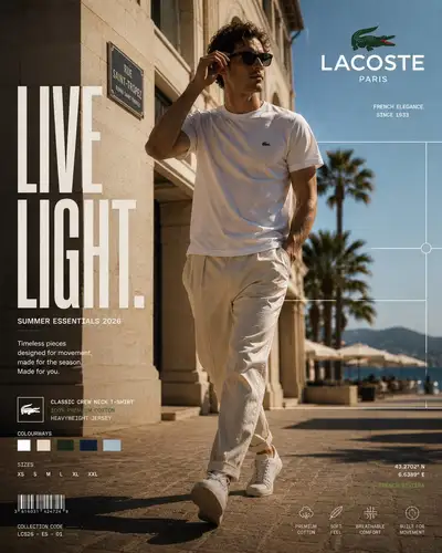 French luxury sportswear lifestyle campaign poster