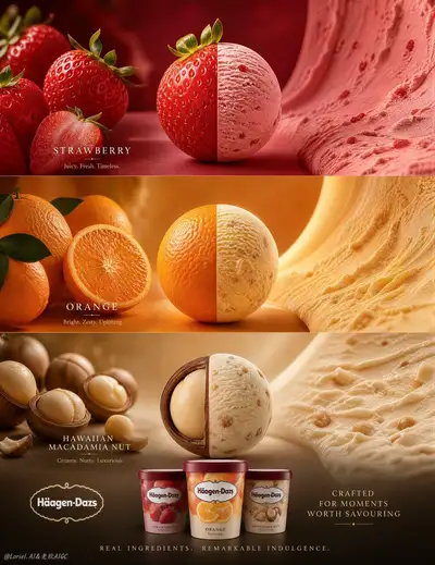 Ultra-Premium Haagen-Dazs Vertical Flavor Campaign Poster